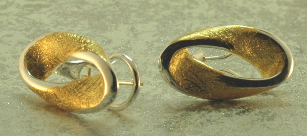 Silber-Clipohrstecker vergoldet oval